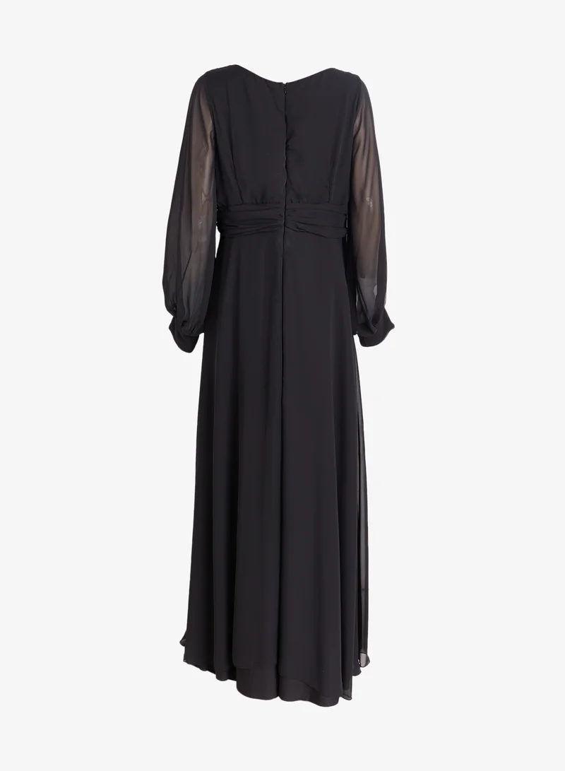 Ella Plus Plus Size A-line Dress With Slit Sleeves